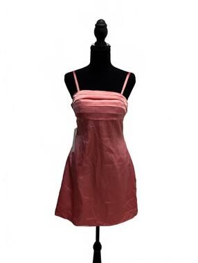 Pink Satin Mini Dress with Back Bow Detail